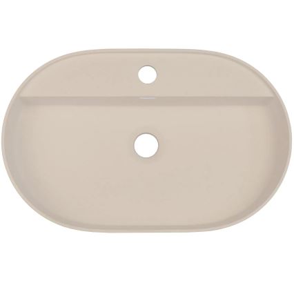 Deante CQS_5U6B - Nadgradni umivaonik s otvorom za slavinu SILIA 35x55 cm granit/bež