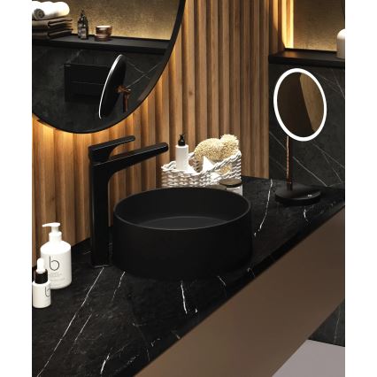 Deante CQS_NU4S - Nadgradni umivaonik SILIA Ø 36 cm granit/crna