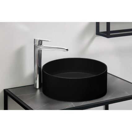 Deante CQS_NU4S - Nadgradni umivaonik SILIA Ø 36 cm granit/crna