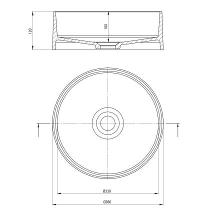 Deante CQS_NU4S - Nadgradni umivaonik SILIA Ø 36 cm granit/crna