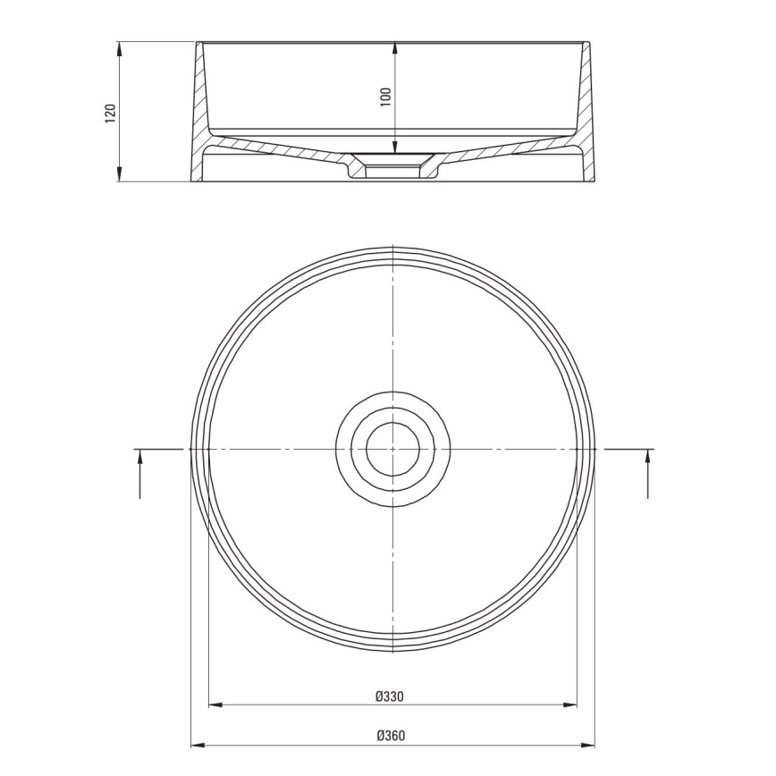 Deante CQS_NU4S - Nadgradni umivaonik SILIA Ø 36 cm granit/crna