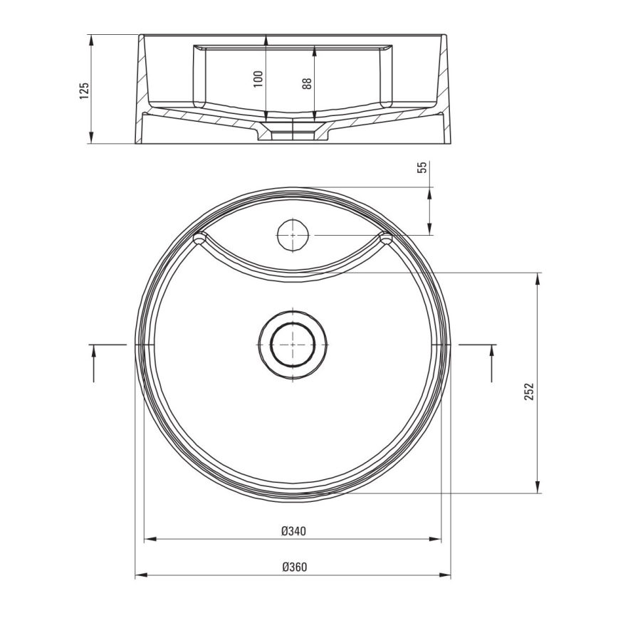Deante CQS_SU4B - Umivaonik za ugradnju na radnu ploču s otvorom za miješalicu SILIA Ø 36 cm granit/metalno siva
