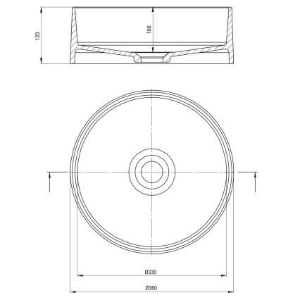 Deante CQS_SU4S - Umivaonik na ploču SILIA, promjer 36 cm, granit/metalno siva