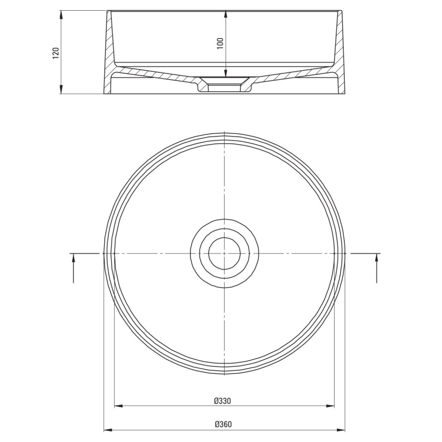 Deante CQS_SU4S - Umivaonik na ploču SILIA, promjer 36 cm, granit/metalno siva