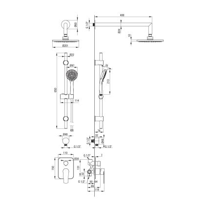 Deante NAC_09GA - Komplet za tuš s ugradnom miješalicom ALPINIA, sjajni krom