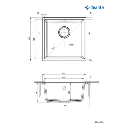 Deante ZQA_N10A - Kuhinjski sudoper CORDA 44x44 cm granit/crna