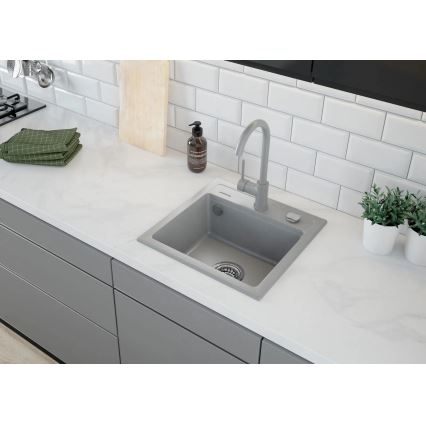 Deante ZQZ_S103 - Kuhinjski sudoper ZORBA 44x44 cm granit/metalno siva