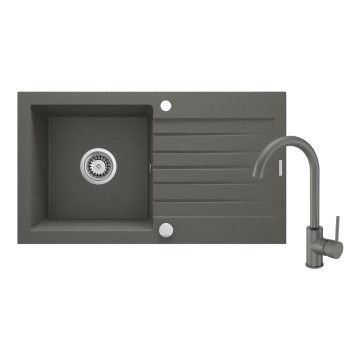 Deante ZQZVT113 - Kuhinjski sudoper ZORBA 76x44 cm + slavina za sudoper granit/metalni antracit