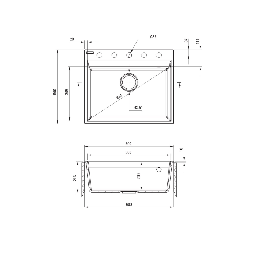 Deante ZRC_S10A - Kuhinjski sudoper CORIO 50x60 cm granit/metalna siva