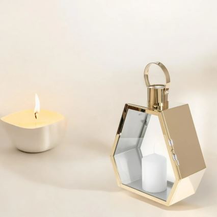 Dekorativna lanterna 34 cm zlatna