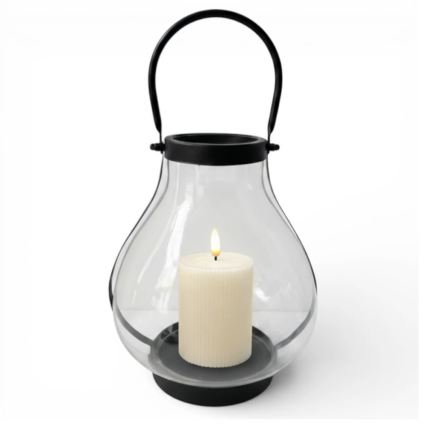 Dekorativna lanterna GLASSY 25 cm crna
