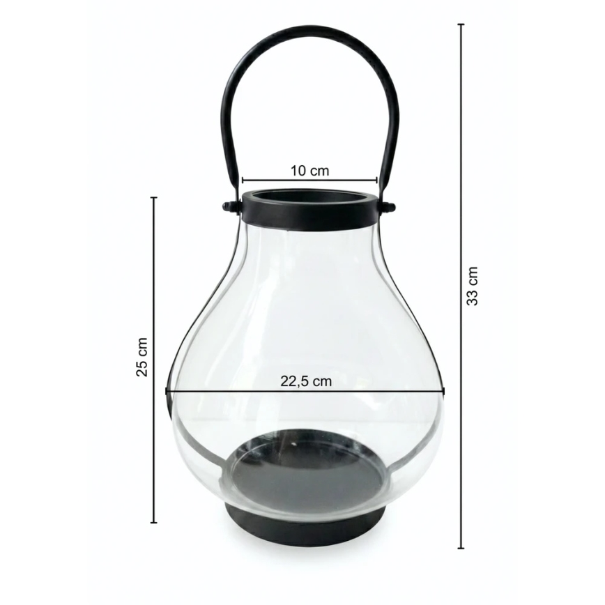 Dekorativna lanterna GLASSY 25 cm crna