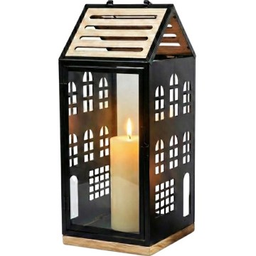 Dekorativna lanterna HOME 34,5 cm, crna/bež