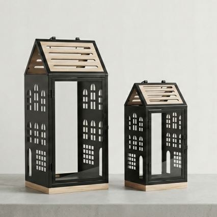 Dekorativna lanterna HOME 47,5 cm crna/bež