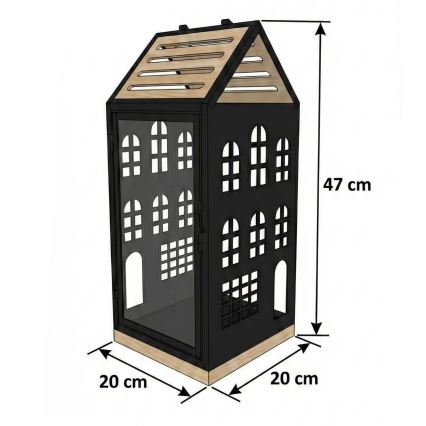 Dekorativna lanterna HOME 47,5 cm crna/bež