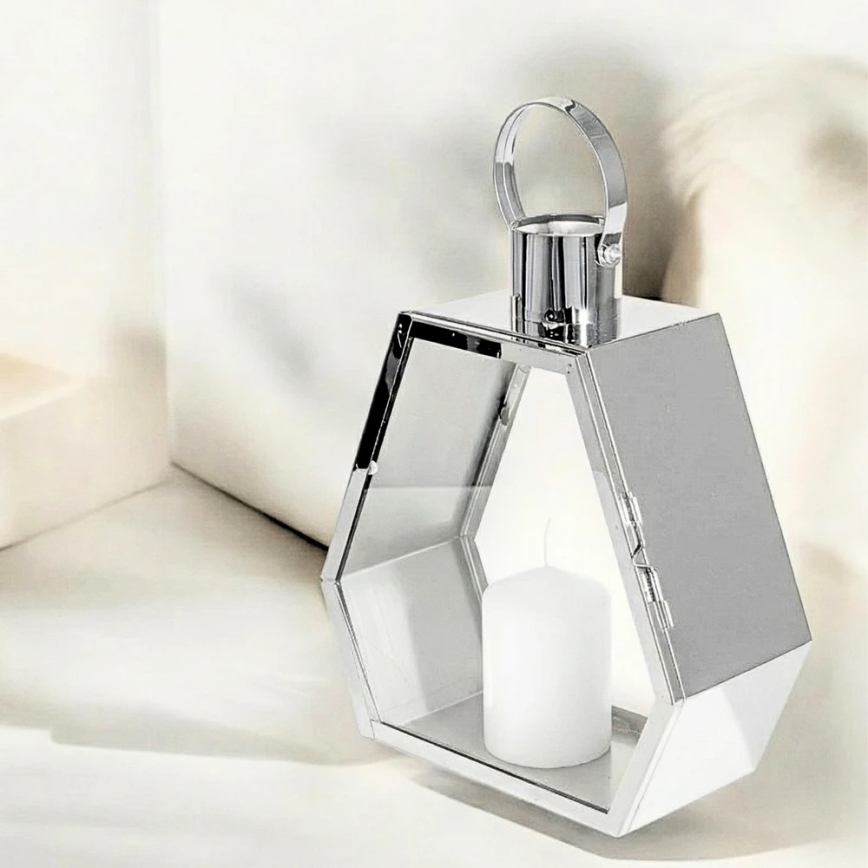 Dekorativna lanterna PALACE, 34 cm, polirani krom