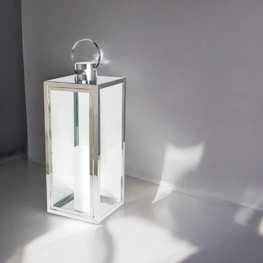 Dekorativna lanterna TOWER 38 cm sjajni krom
