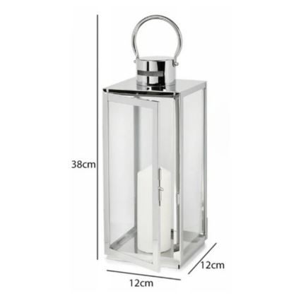 Dekorativna lanterna TOWER 38 cm sjajni krom