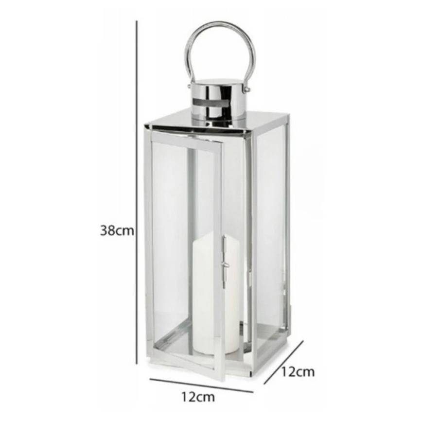Dekorativna lanterna TOWER 38 cm sjajni krom