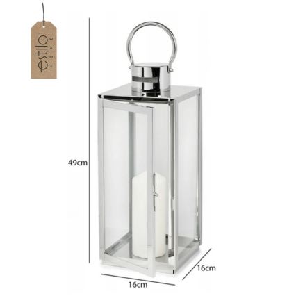 Dekorativna lanterna TOWER 49 cm u sjajnom kromu