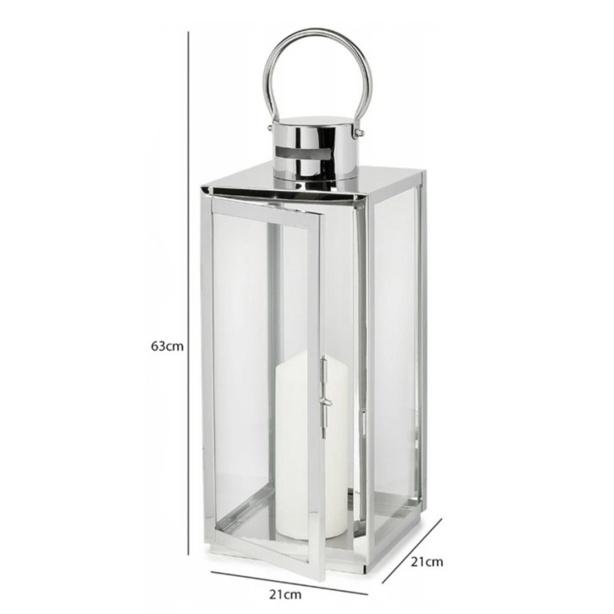 Dekorativna lanterna TOWER, 63 cm, u sjajnom kromu