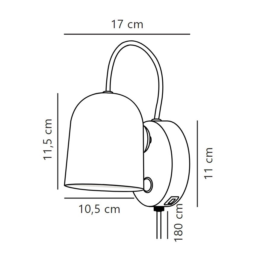 DFTP by Nordlux - Zidna reflektorska svjetiljka s USB portem ANGLE 1xGU10/25W/230V bijela