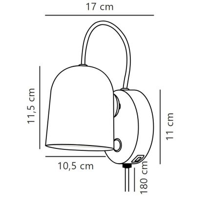 DFTP by Nordlux - Zidna reflektorska svjetiljka s USB portom ANGLE 1xGU10/25W/230V crna