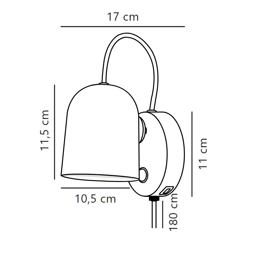 DFTP by Nordlux - Zidna reflektorska svjetiljka s USB portom ANGLE 1xGU10/25W/230V crna