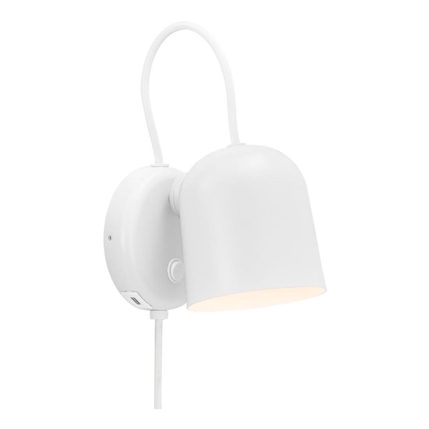 DFTP by Nordlux - Zidna reflektorska svjetiljka s USB portem ANGLE 1xGU10/25W/230V bijela