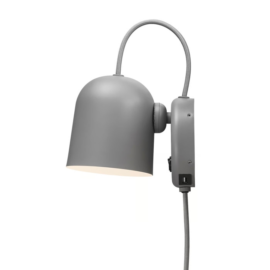 DFTP by Nordlux - Zidni reflektor s USB priključkom ANGLE 1xGU10/25W/230V siva