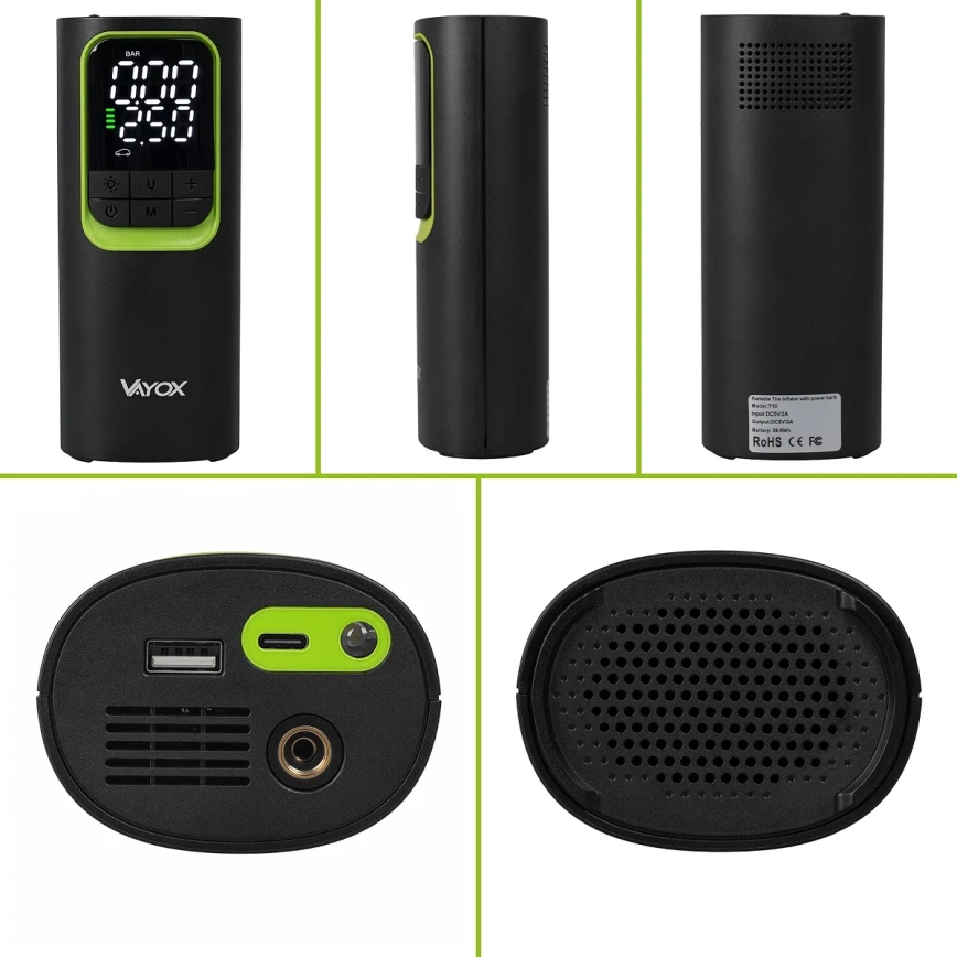 Digitalni džepni kompresor 5V 8000 mAh crni