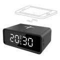 Digitalni sat s Qi bežičnim punjačem 230V/CR2032 crni