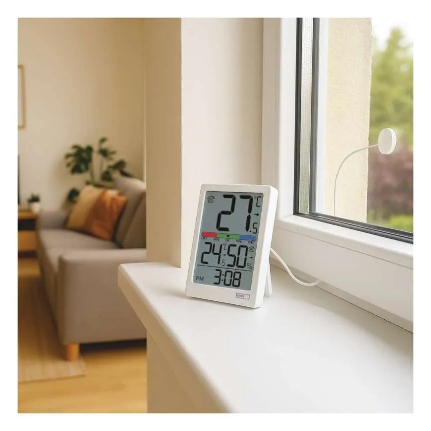 Digitalni termometar s higrometrom, 2x AAA, bijeli