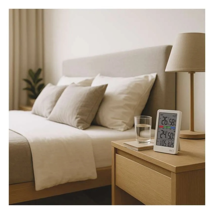 Digitalni termometar s higrometrom 2xAAA bijela