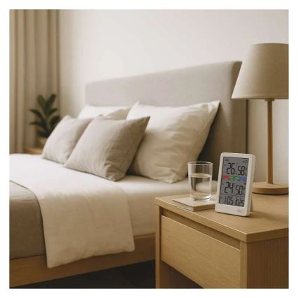 Digitalni termometar s higrometrom 2xAAA bijeli