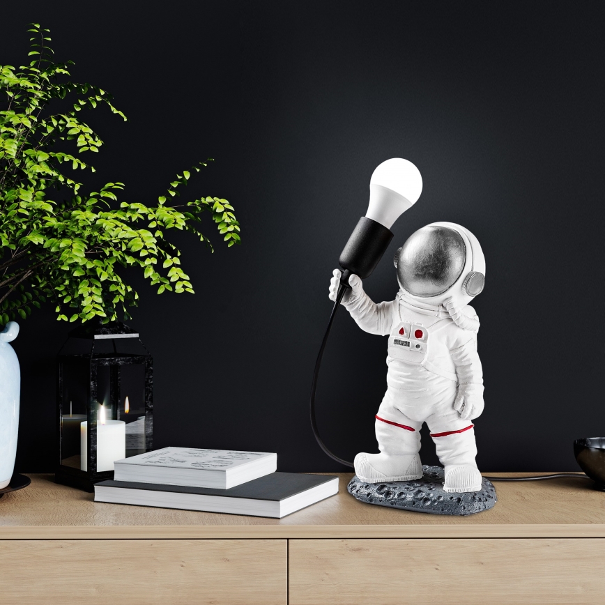 Dječja lampica ASTRONAUT 1xE27/40W/230V srebrna/bijela