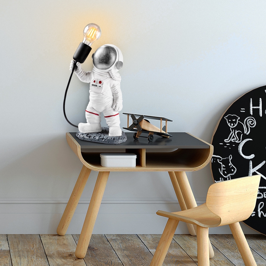 Dječja lampica ASTRONAUT 1xE27/40W/230V srebrna/bijela