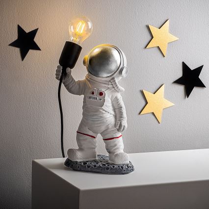 Dječja lampica ASTRONAUT 1xE27/40W/230V srebrna/bijela