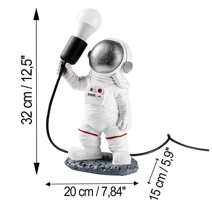 Dječja lampica ASTRONAUT 1xE27/40W/230V srebrna/bijela