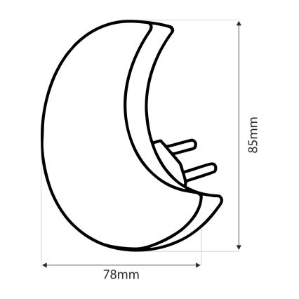 Dječja noćna LED svjetiljka sa senzorom za dan/noć LED/0,5W/230V mjesec