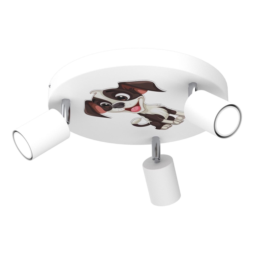 Dječja reflektorska svjetiljka FUN 3xGU10/8W/230V bijela/psić