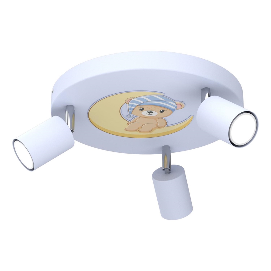 Dječja reflektorska svjetiljka FUN 3xGU10/8W/230V plava/medvjedić