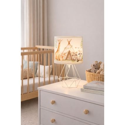 Dječja stolna lampa KIDS ROOM 1xE27/60W/230V, promjer 18 cm, s motivom životinja
