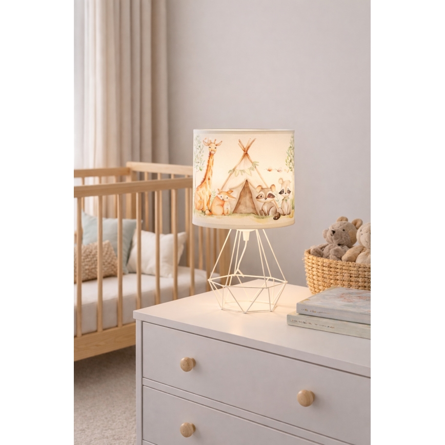 Dječja stolna lampa KIDS ROOM 1xE27/60W/230V, promjer 18 cm, s motivom životinja