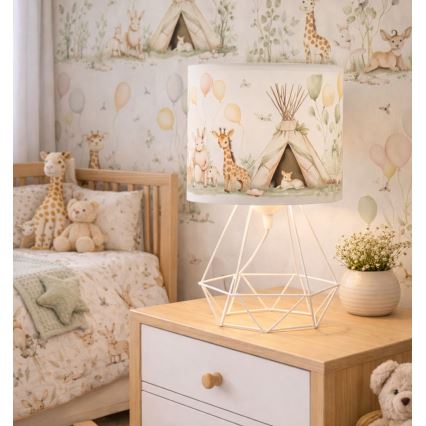 Dječja stolna lampa KIDS ROOM 1xE27/60W/230V, Ø 18 cm, s motivom životinjica