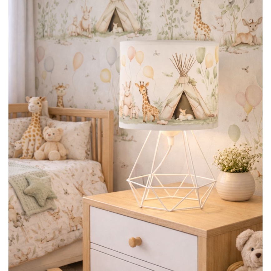 Dječja stolna lampa KIDS ROOM 1xE27/60W/230V, Ø 18 cm, s motivom životinjica
