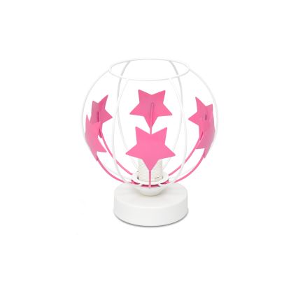 Dječja stolna lampa STARS 1xE27/15W/230V ružičasta/bijela