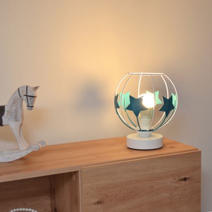 Dječja stolna lampa STARS 1xE27/15W/230V tirkizna/bijela