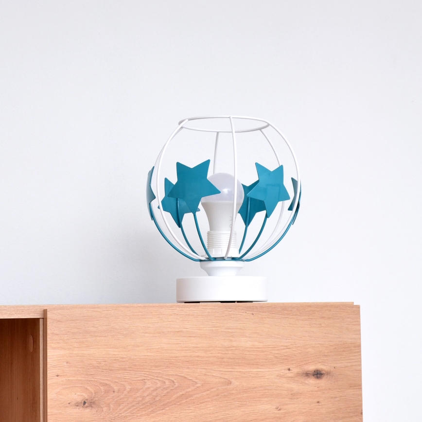 Dječja stolna lampa STARS 1xE27/15W/230V tirkizna/bijela