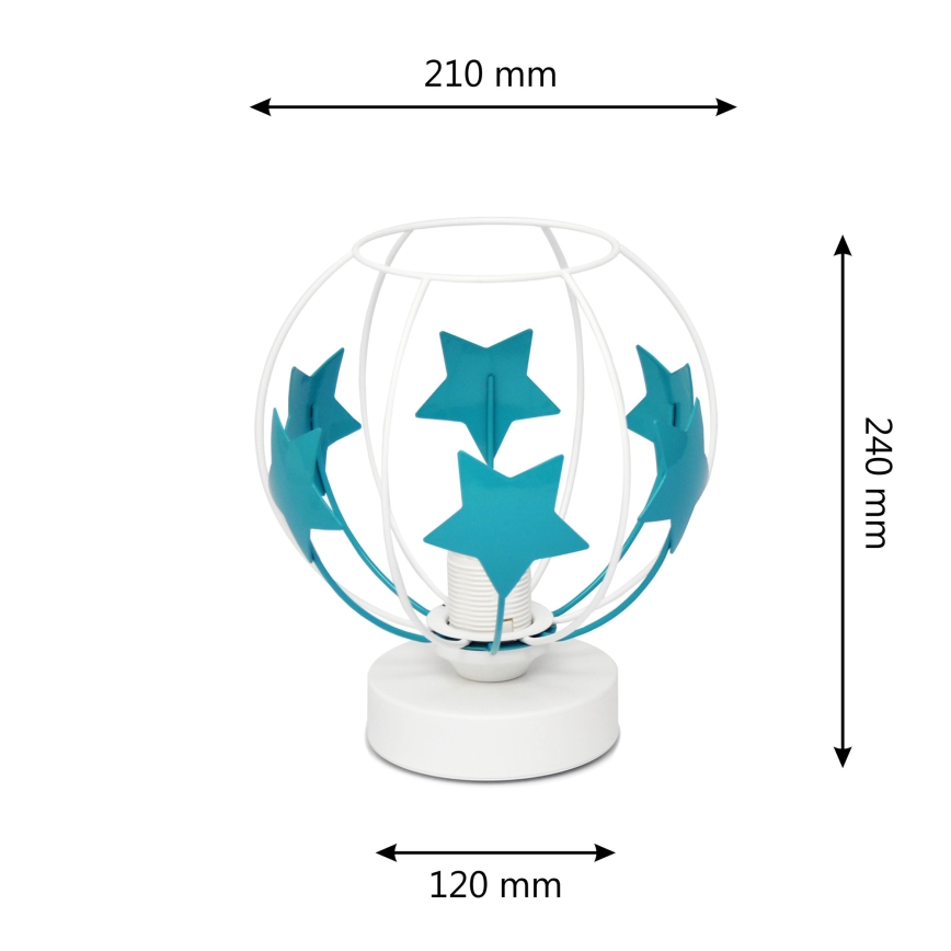 Dječja stolna lampa STARS 1xE27/15W/230V tirkizna/bijela